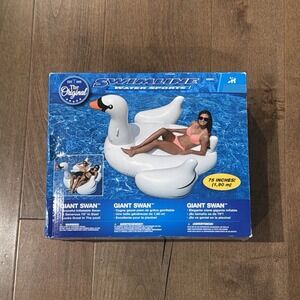 Swimline 75-Inch Giant Swan Inflatable Swimming Pool Float - New in Box
